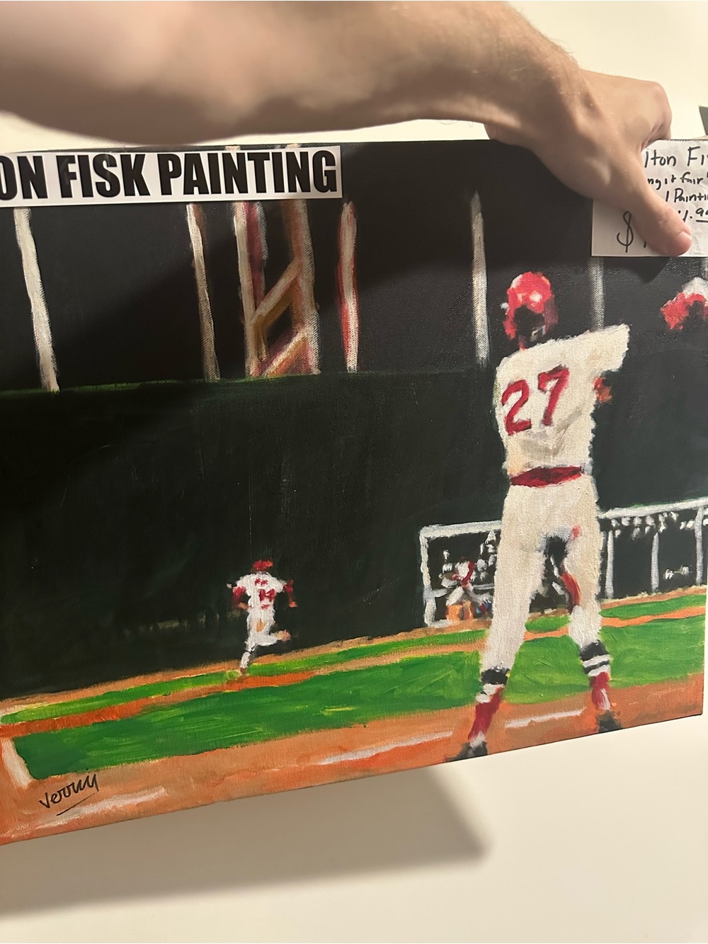 Carlton Fisk Baseball Fenway park Acrylic painting 16x20